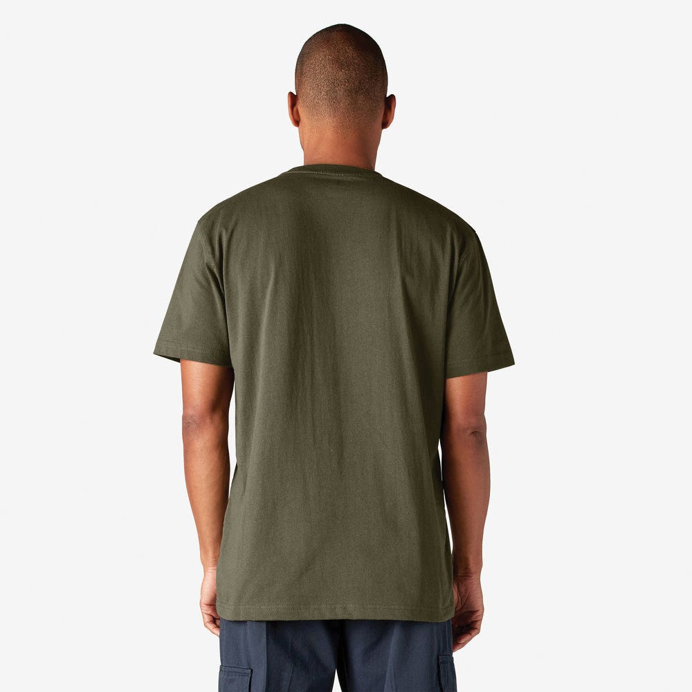 Dickies WS450L37-STRMY-XL T-Shirt, XL, Cotton, Stormy, Tagless, Short Sleeve, Relaxed Fit