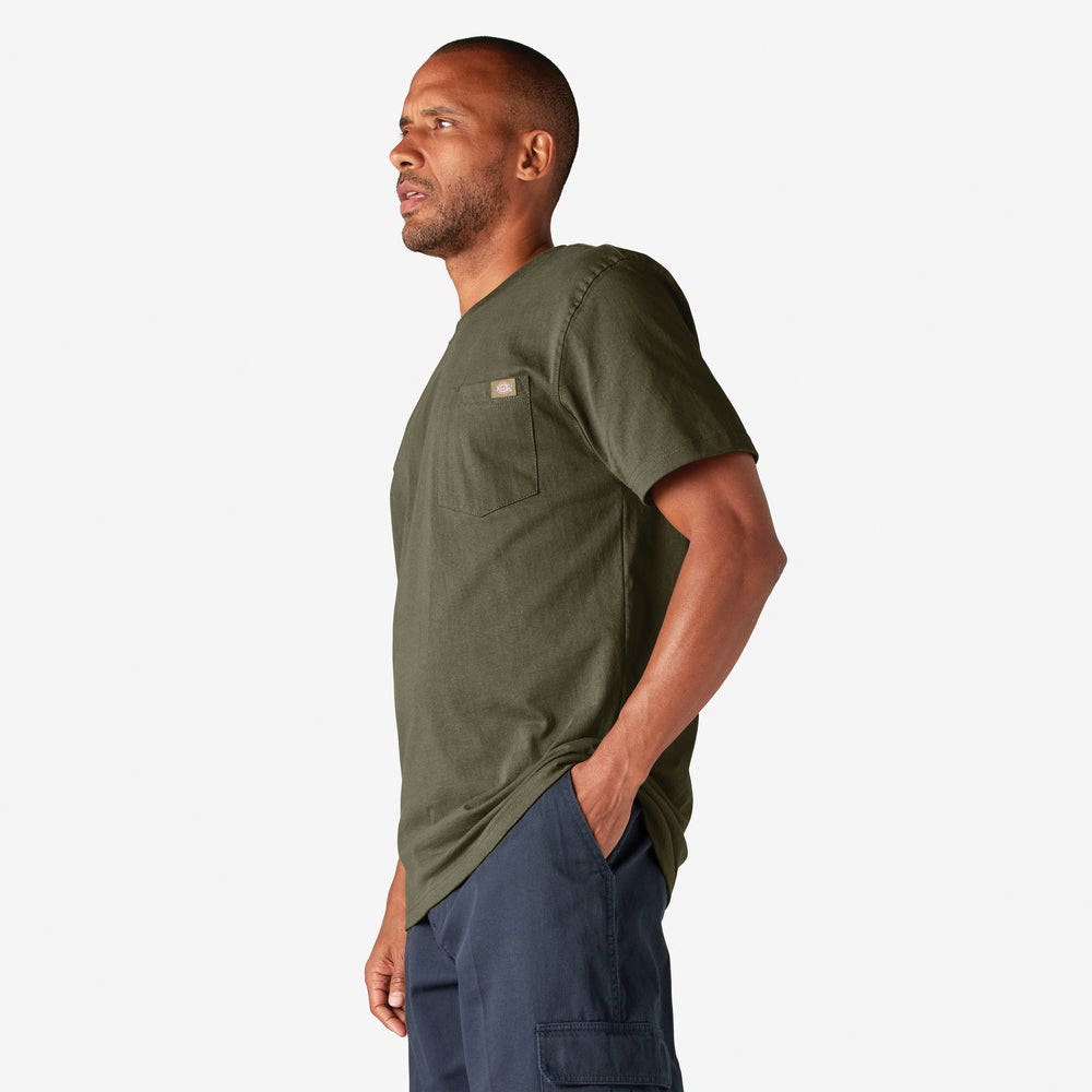 Dickies WS450L37-STRMY-M T-Shirt, M, Cotton, Stormy, Tagless, Short Sleeve, Relaxed Fit