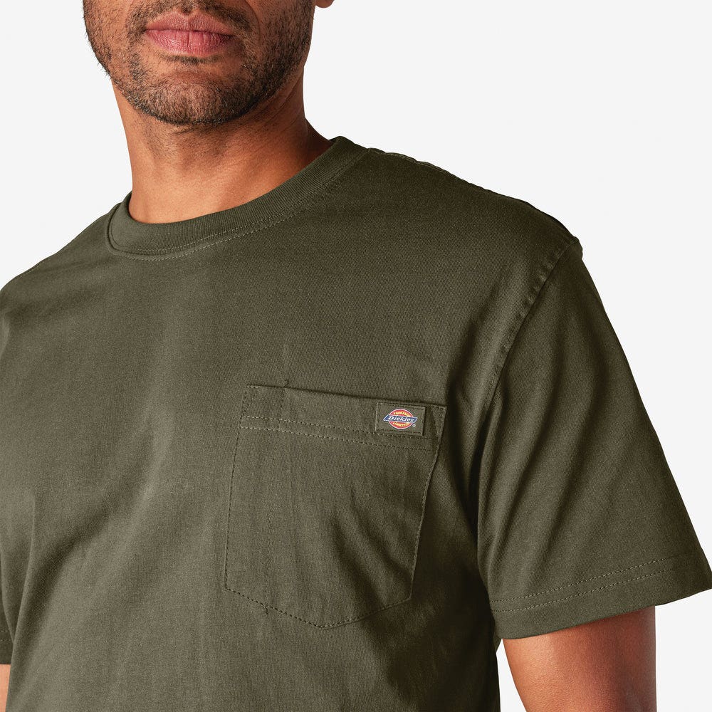 Dickies WS450F90-WHTGRY-M T-Shirt, M, Cotton, Gray/White, Tagless, Short Sleeve, Relaxed Fit