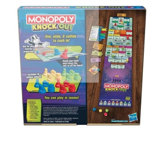 Monopoly F8995 Knockout Family Party Game, 8 Years and Up, 2 to 8-Player, Multi-Color