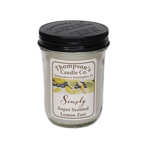 Thompson's Candle Co Simply Super Scented Series XLZMM Candle, 6 oz, Lemon Zest, 30 hr