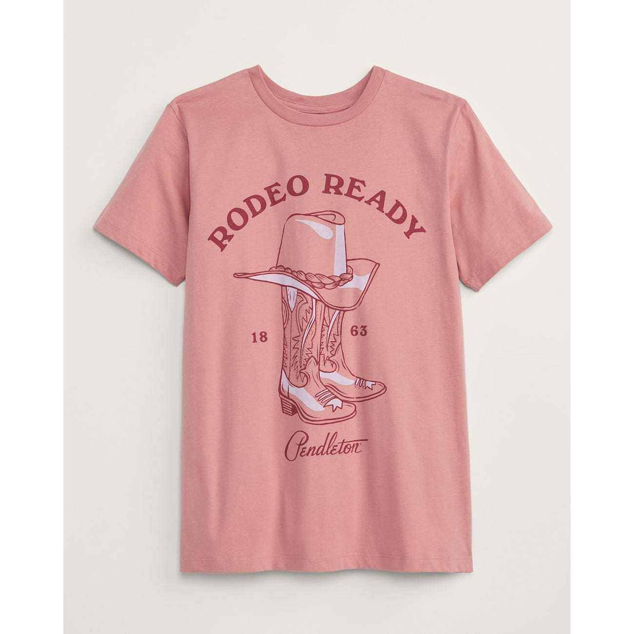 Pendleton 13303Z-M T-Shirt, M, Cotton, Dusty Rose, Rodeo Ready Graphic