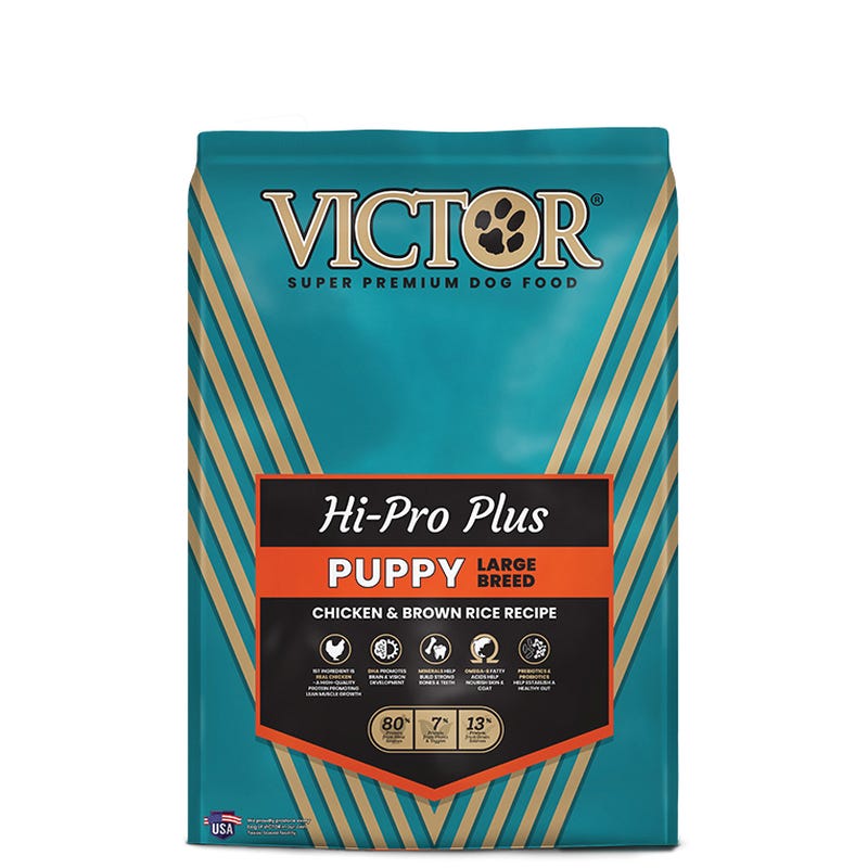 Victor Hi-Pro Plus Series 502392 Super Premium Dog Food, L, Dry Kibble, Chicken and Brown Rice, 30 lb Bag