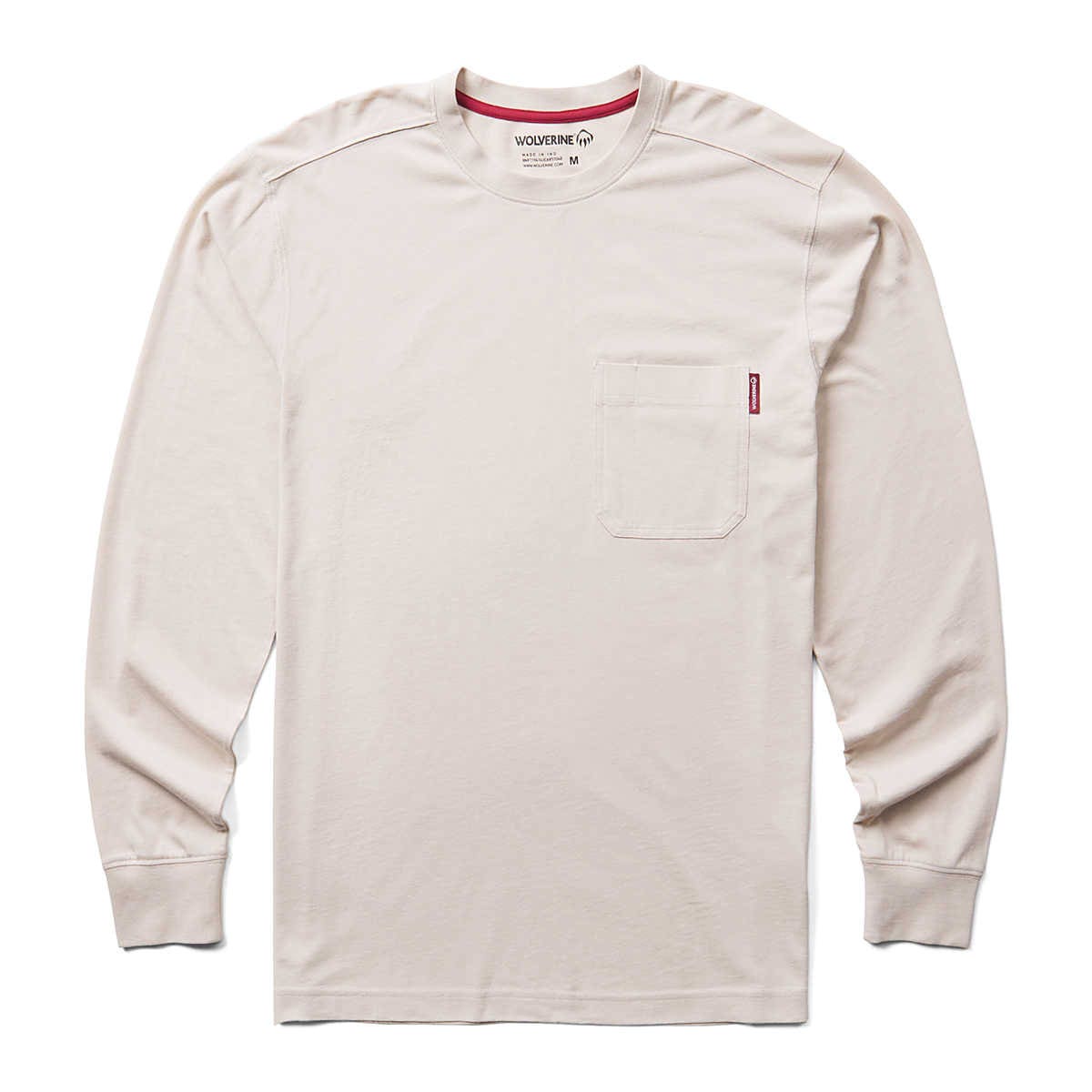 Wolverine W1212000-268-S T-Shirt, S, Regular, Stone, Long Sleeve, Traditional Fit