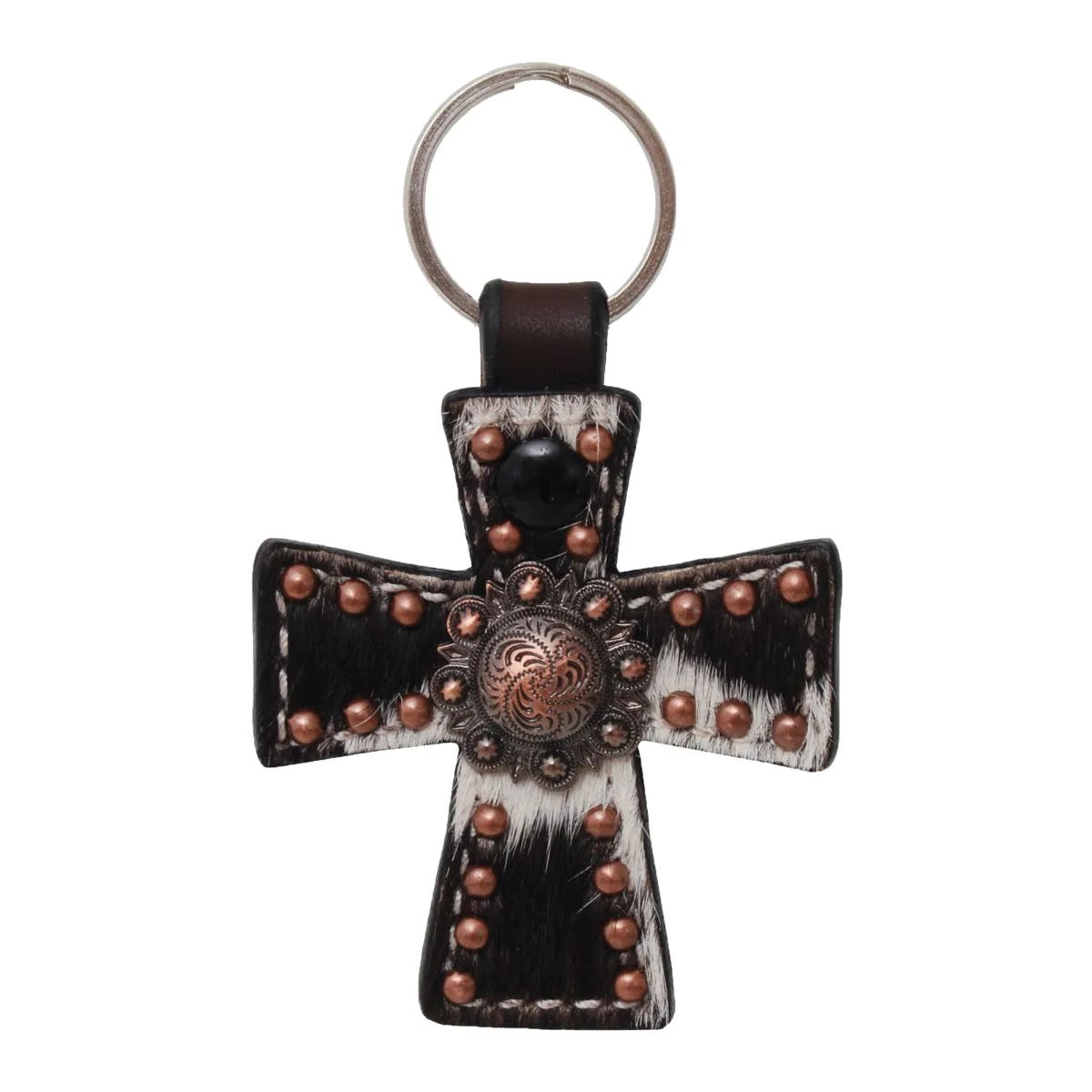 Circle Y KC1017 Key Chain, Cross Cowhide
