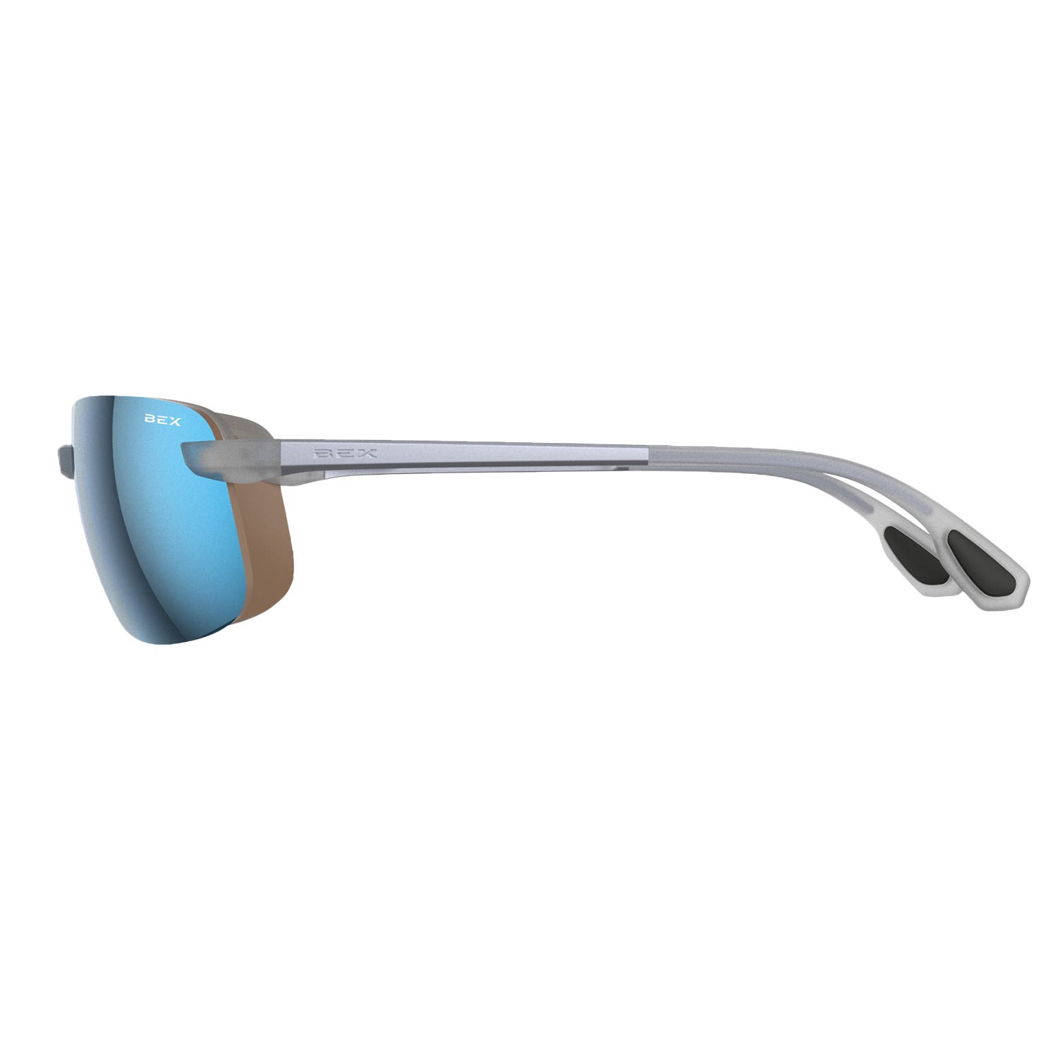 BEX Ripley Series S141SSB Sunglasses, Half, Relialite, NYPO Polarized, Matte Silver/Sienna Lens