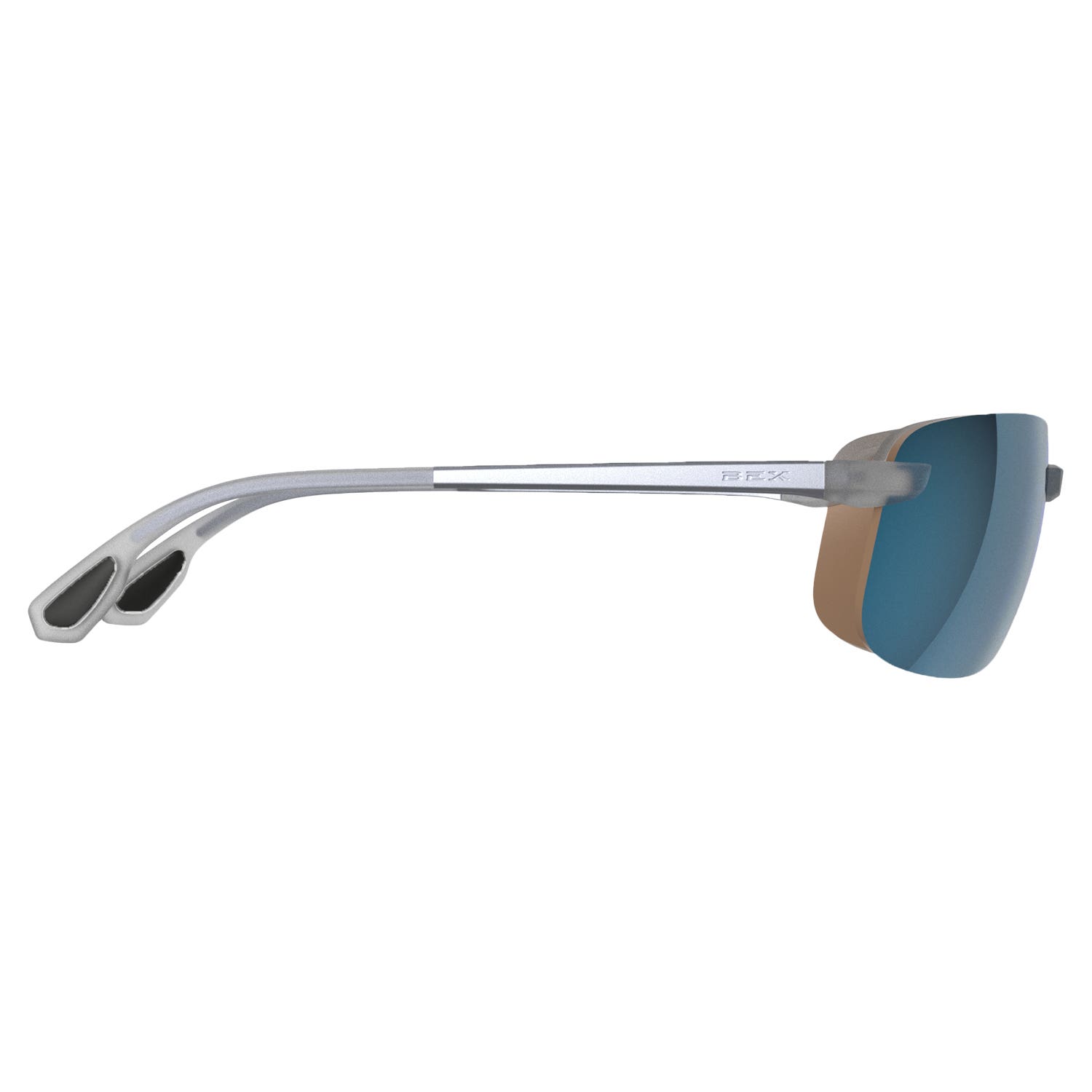 BEX Ripley Series S141SSB Sunglasses, Half, Relialite, NYPO Polarized, Matte Silver/Sienna Lens