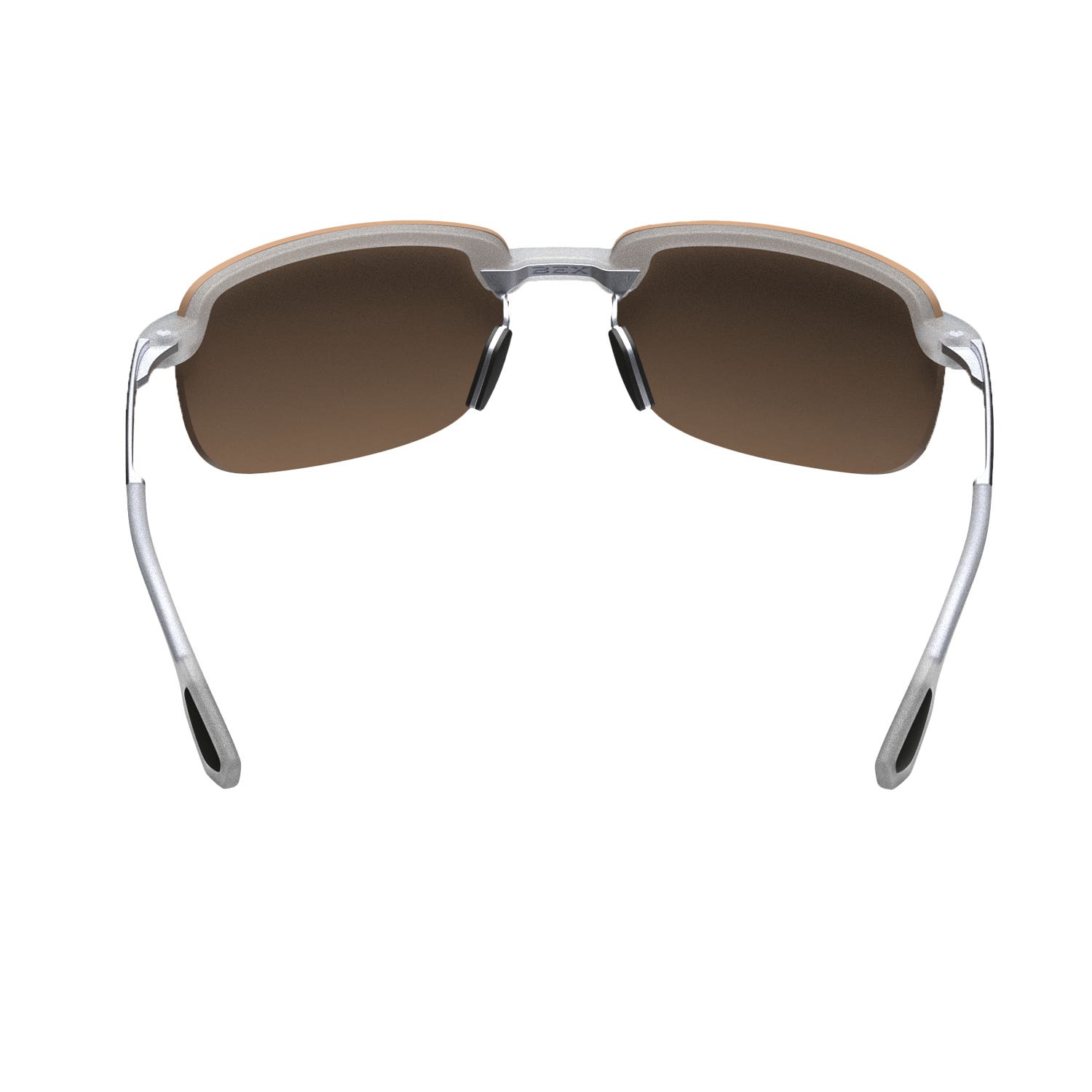 BEX Ripley Series S141SSB Sunglasses, Half, Relialite, NYPO Polarized, Matte Silver/Sienna Lens