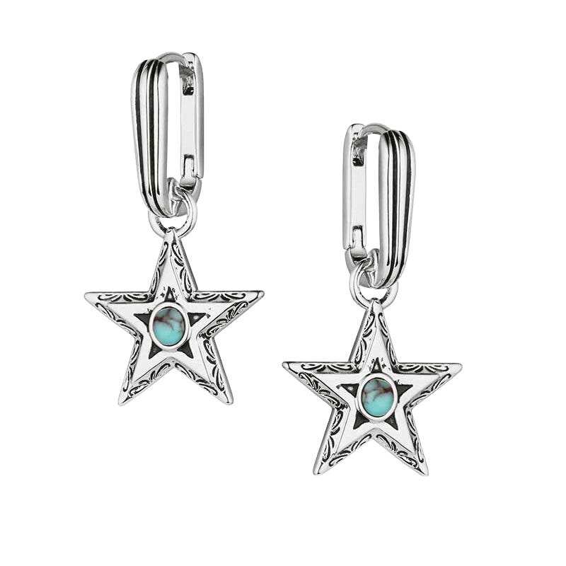 Montana Silversmiths ER6371 Earrings, Women's, Lucky Star, Turquoise, Brass