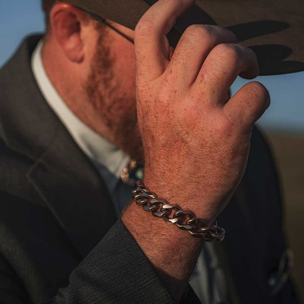 Montana Silversmiths BC6364 Chain Link Bracelet, Men's, Rustic Cuban, Stainless Steel
