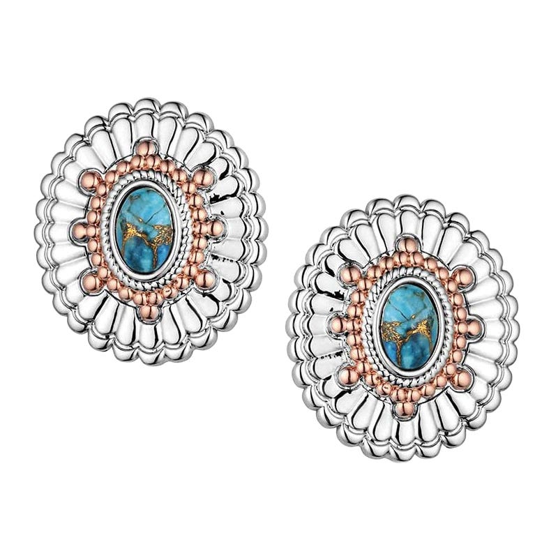 Montana Silversmiths ER6399 Earrings, Women's, Sunburst, Turquoise, Brass