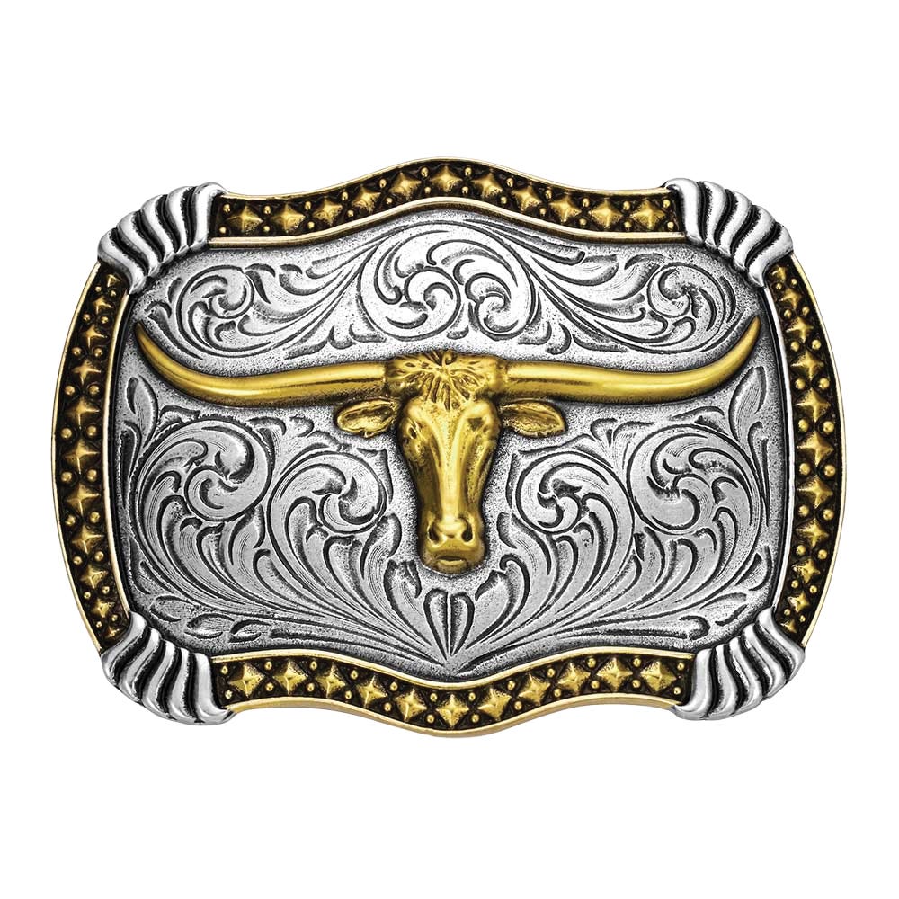 Montana Silversmiths Longhorn Scalloped Belt Buckle