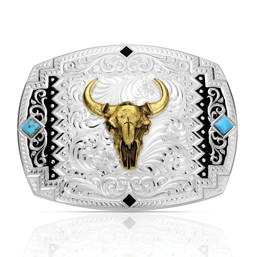 Montana Silversmiths Buffalo Skull Square Belt Buckle