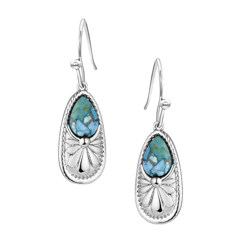 Montana Silversmiths ER6400 Earrings, Women's, Pointed Path, Turquoise, Brass