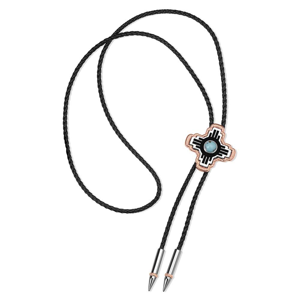 Montana Silversmiths BT6398 Bolo Tie, Men's, Sun Seeker, Turquoise, Brass/Leather
