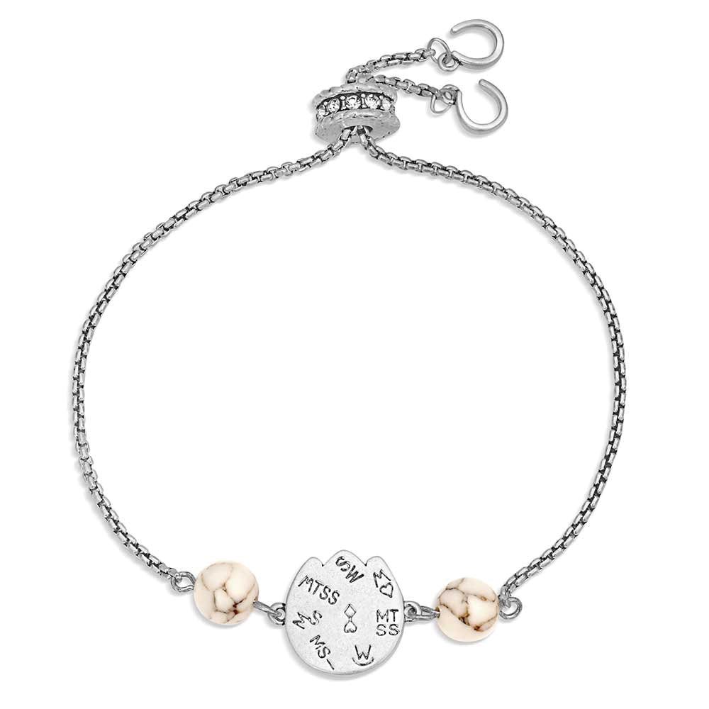 Montana Silversmiths BC6396 Chain Bracelet, Women's, Pure Luck, Cubic Zirconia, Howlite, Turquoise, Brass