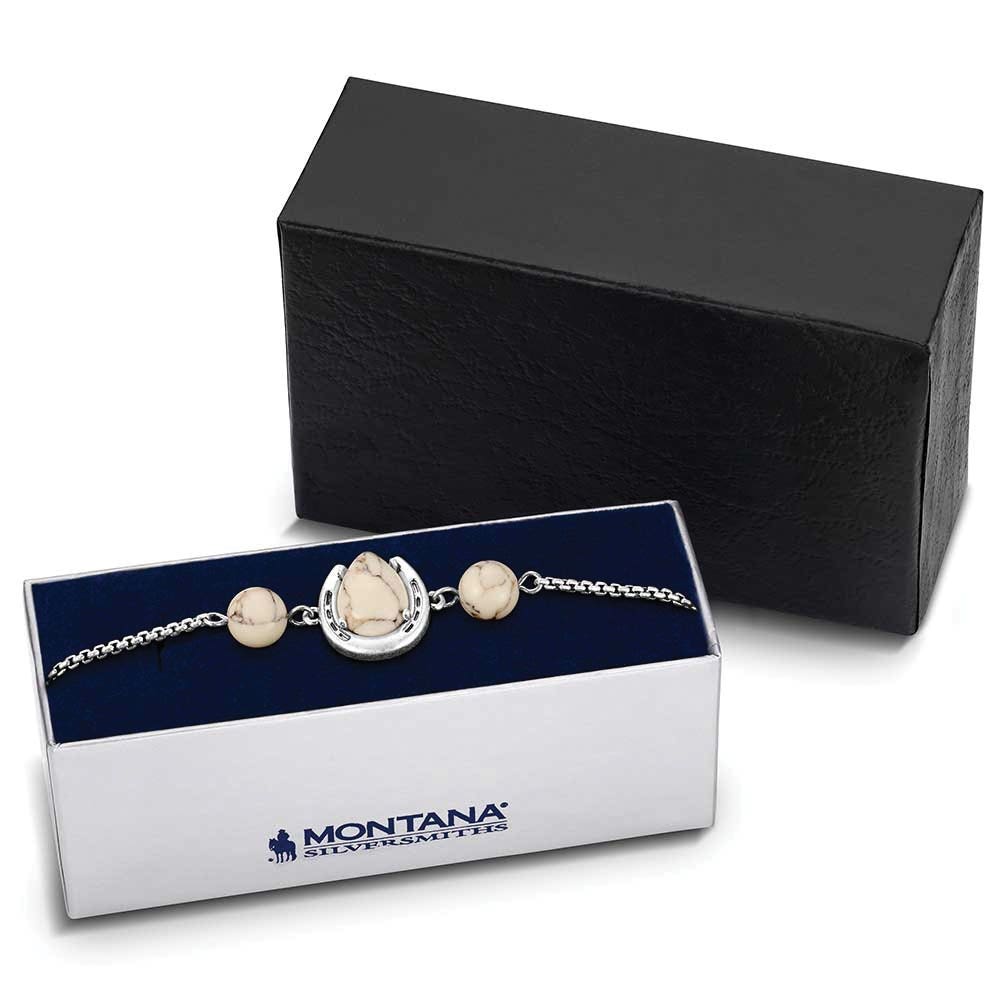 Montana Silversmiths BC6396 Chain Bracelet, Women's, Pure Luck, Cubic Zirconia, Howlite, Turquoise, Brass
