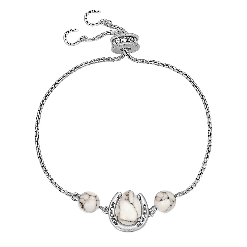Montana Silversmiths BC6396 Chain Bracelet, Women's, Pure Luck, Cubic Zirconia, Howlite, Turquoise, Brass