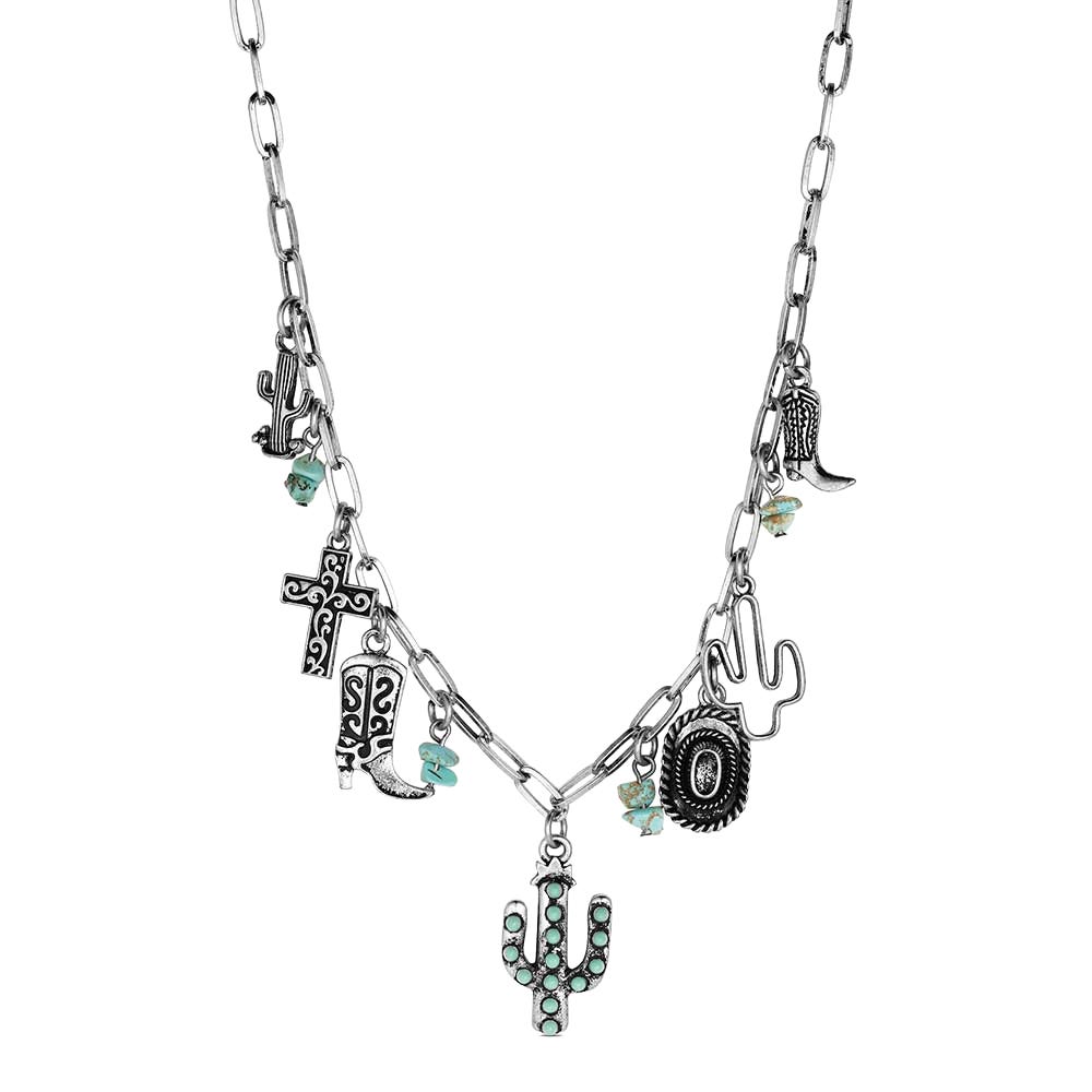 Montana Silversmiths ANC6357 Attitude Necklace, Women's, Cowgirl Charm, Turquoise, Zinc Alloy