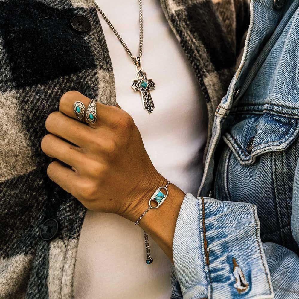Montana Silversmiths BC6372 Bracelet, Women's, Beads, Glam, Cubic Zirconia, Turquoise, Brass