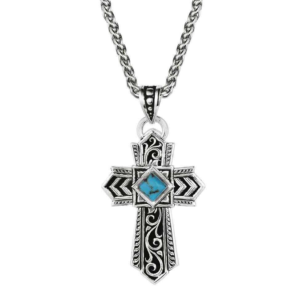 Montana Silversmiths NC6274 Necklace, Men's, Trust and Faith, Turquoise, Brass