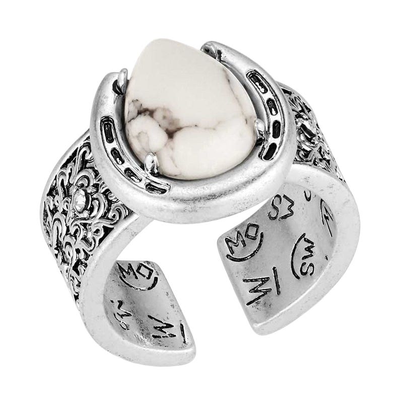 Montana Silversmiths RG6396 Ring, Women's, Pure Luck, Cubic Zirconia, Howlite, Brass