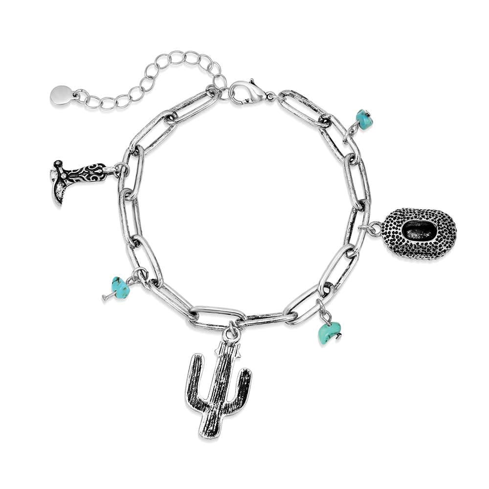 Montana Silversmiths ABC6357 Attitude Bracelet, Women's, Cowgirl Charm, Turquoise, Zinc Alloy
