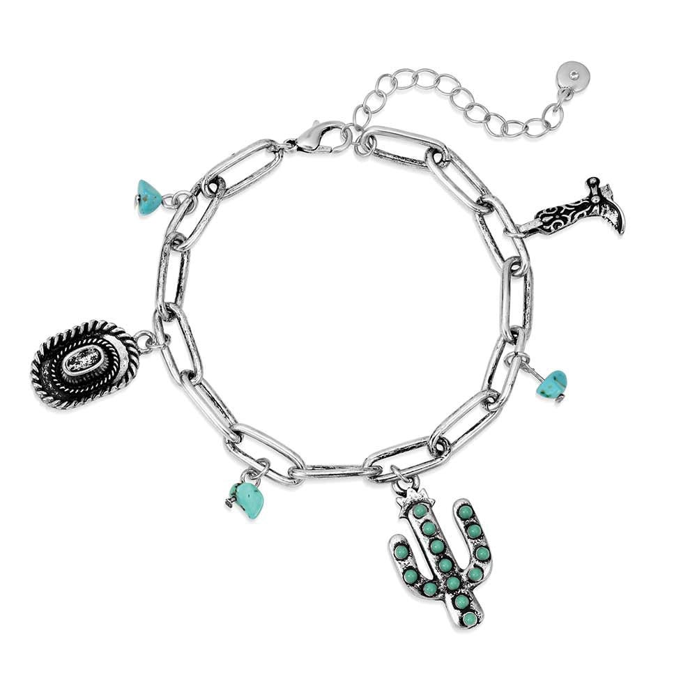 Montana Silversmiths ABC6357 Attitude Bracelet, Women's, Cowgirl Charm, Turquoise, Zinc Alloy