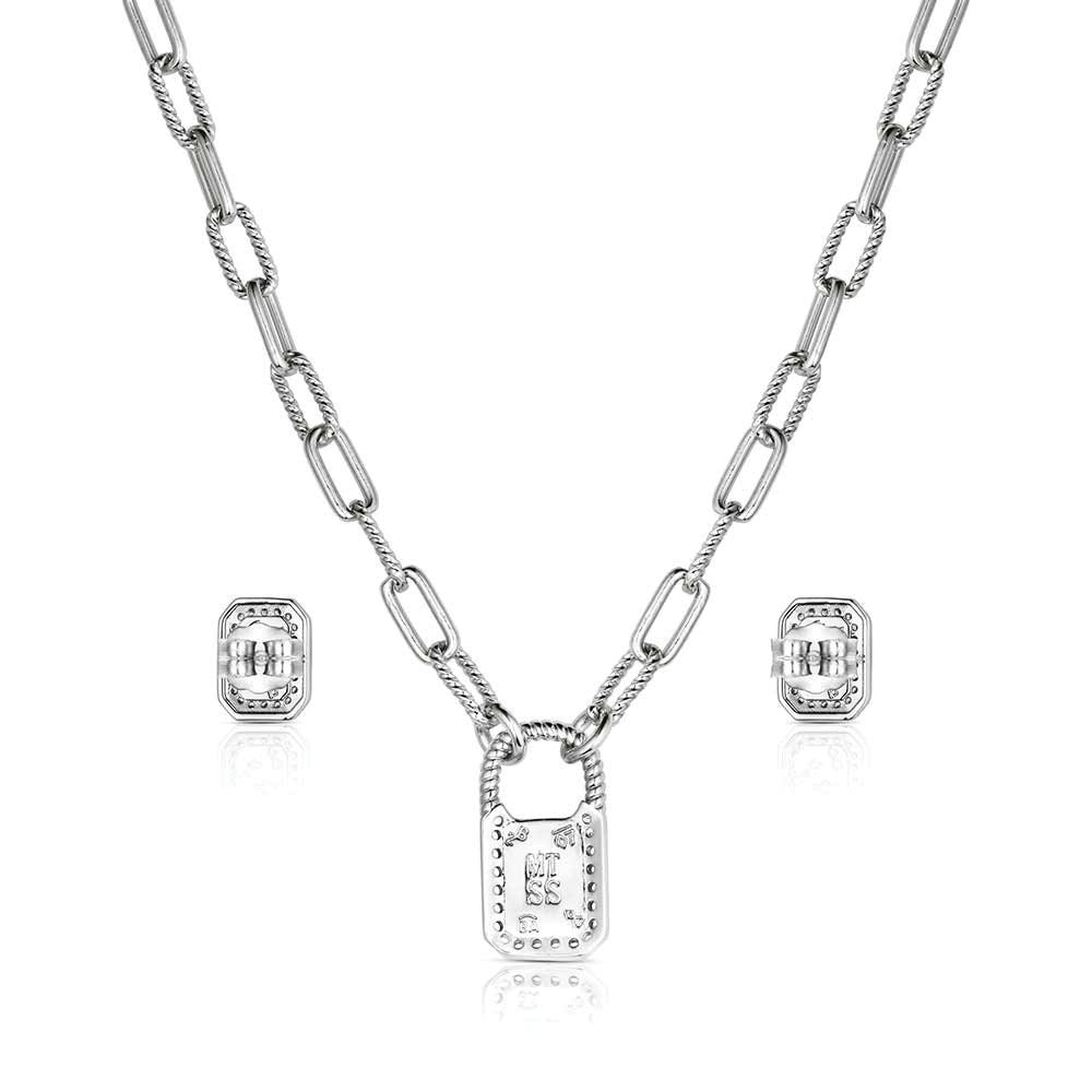 Montana Silversmiths JS6372 Jewelry Set, Women's, Glam, Cubic Zirconia, Turquoise, Brass