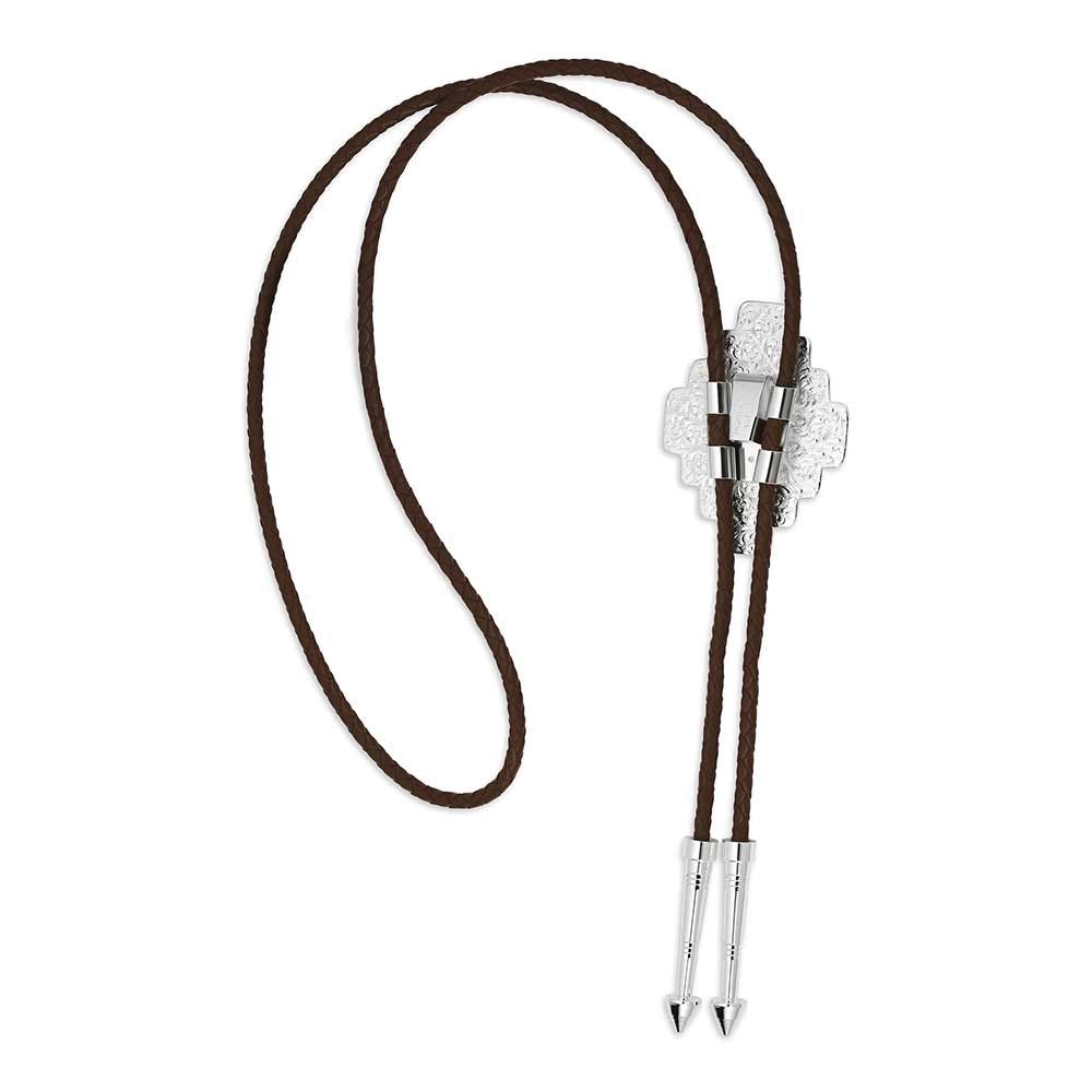 Montana Silversmiths BT5988 Bolo Tie, Men's, Santa Fe, Turquoise, Brass/Leather