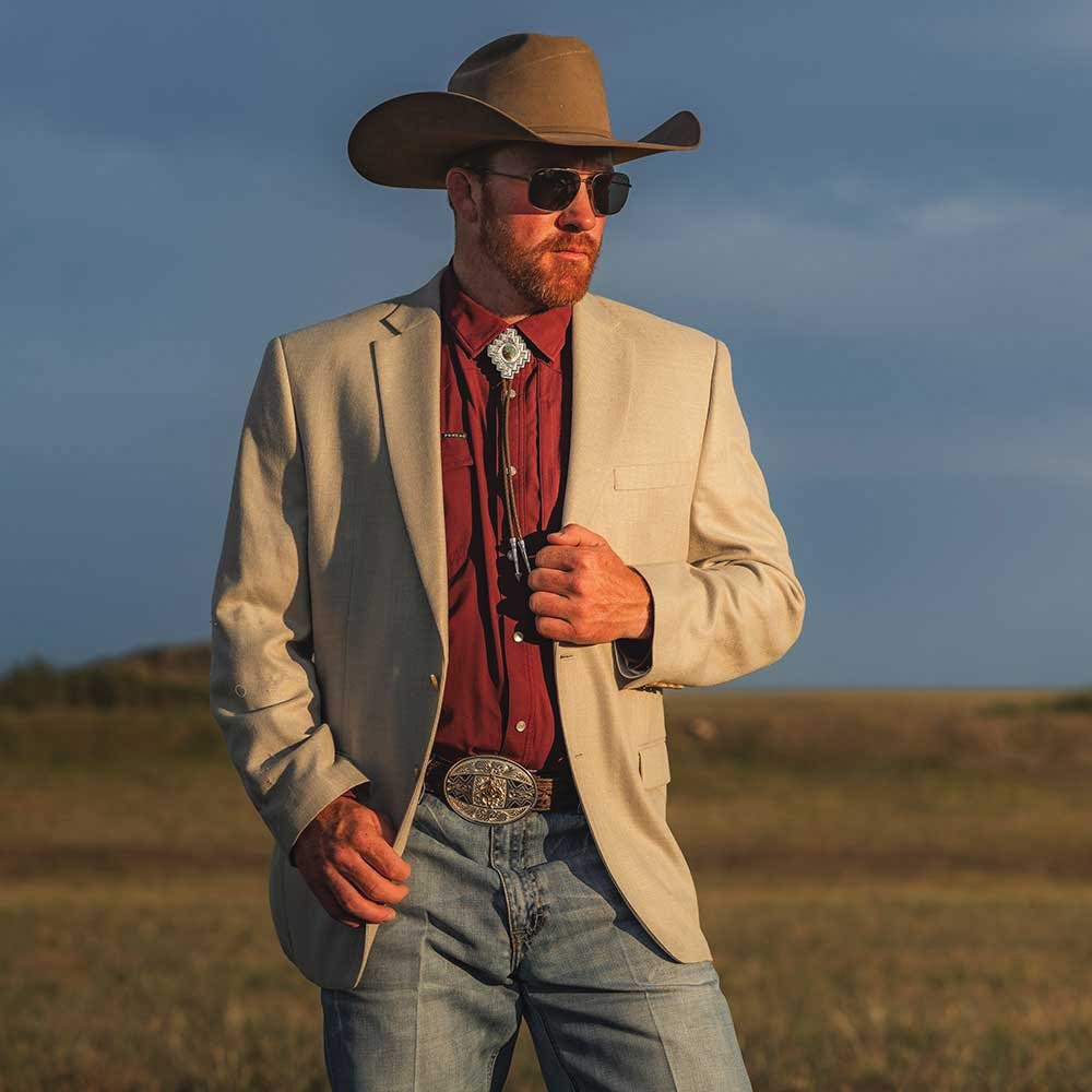 Montana Silversmiths BT5988 Bolo Tie, Men's, Santa Fe, Turquoise, Brass/Leather