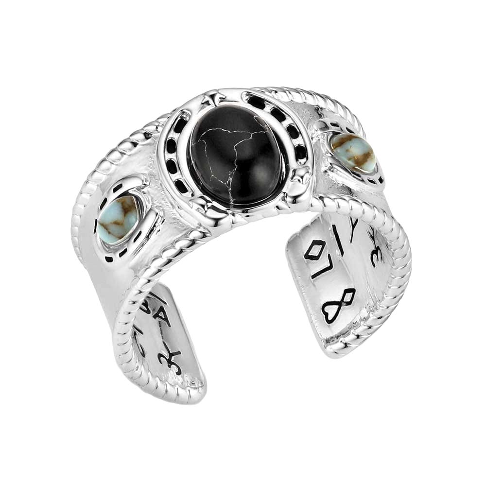 Montana Silversmiths RG6397 Ring, Women's, Ridge Rider, Onyx, Turquoise, Brass