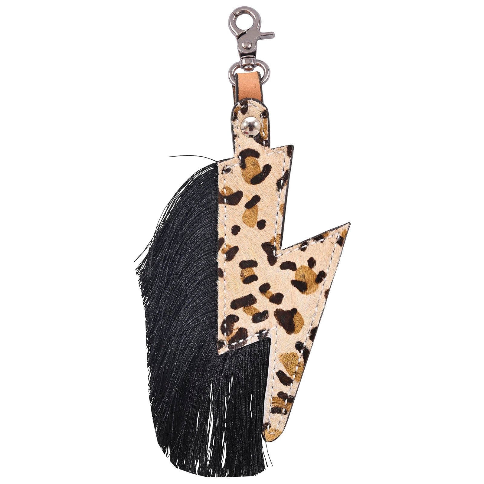 Circle Y SC1014 Saddle Charm, Leather, Lightning Bolt Leopard
