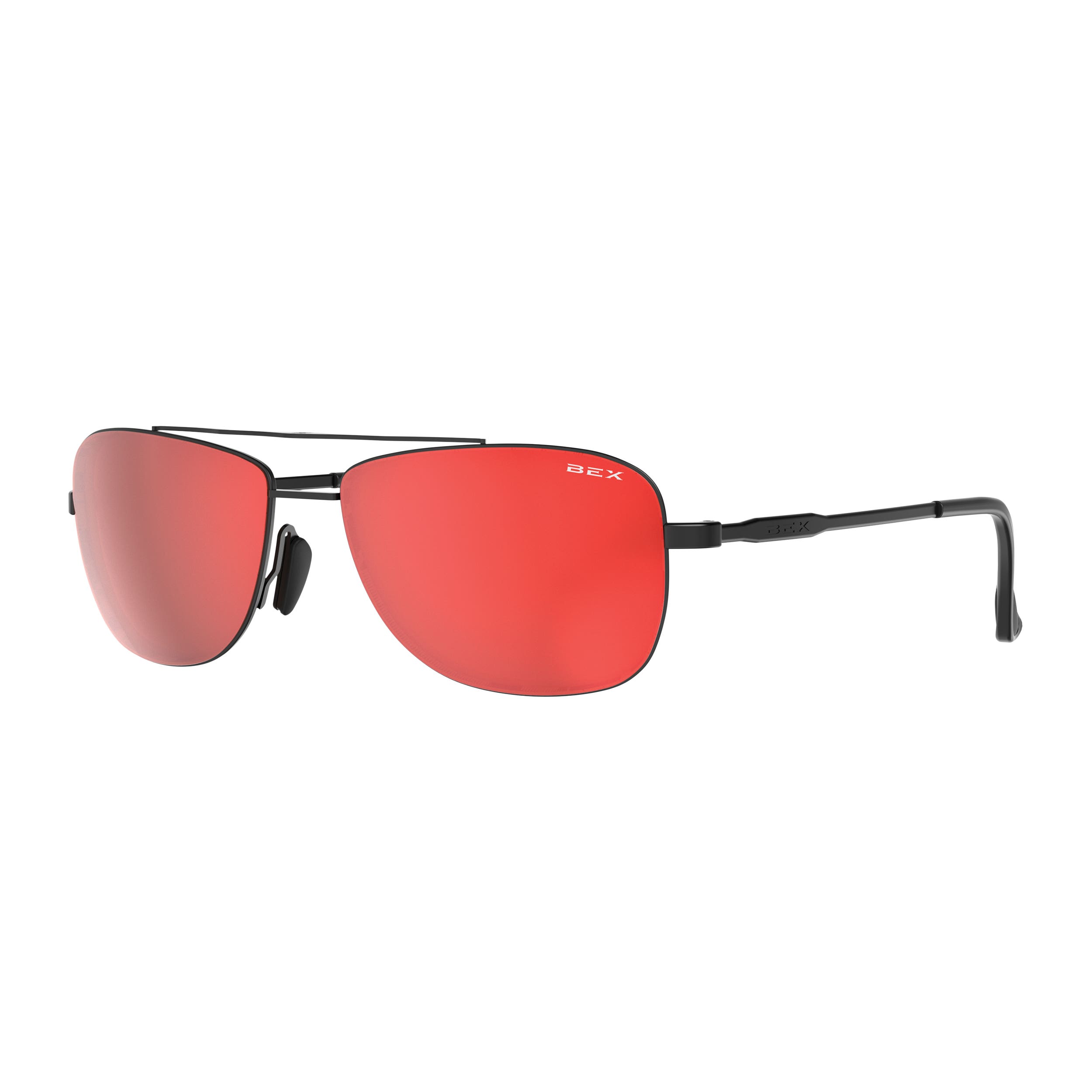 BEX Draeklyn OTG Series S167BBR Sunglasses, Aviator, Curved, Relialite, NYPO Polarized, Brown/Matte Black Lens