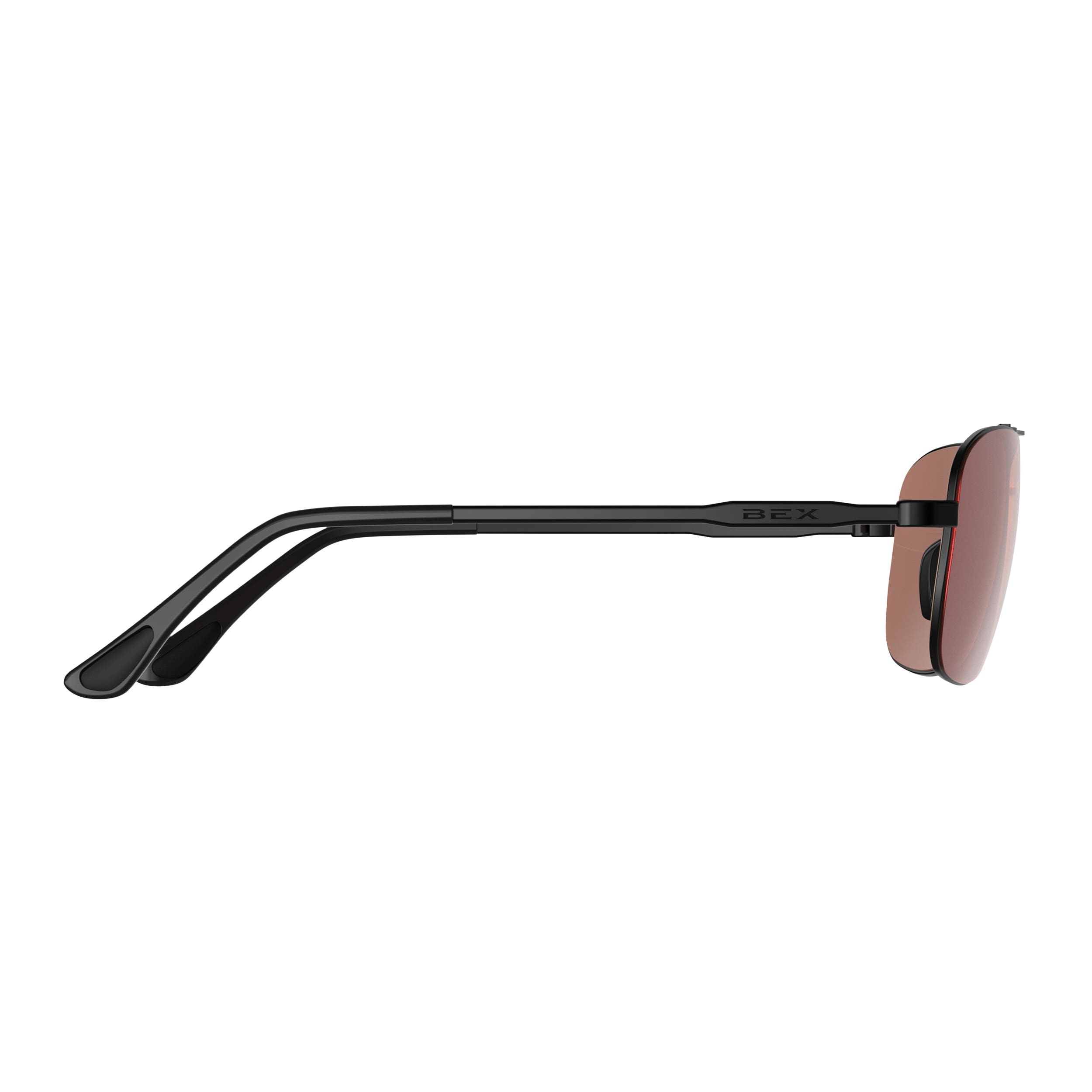 BEX Draeklyn OTG Series S167BBR Sunglasses, Aviator, Curved, Relialite, NYPO Polarized, Brown/Matte Black Lens
