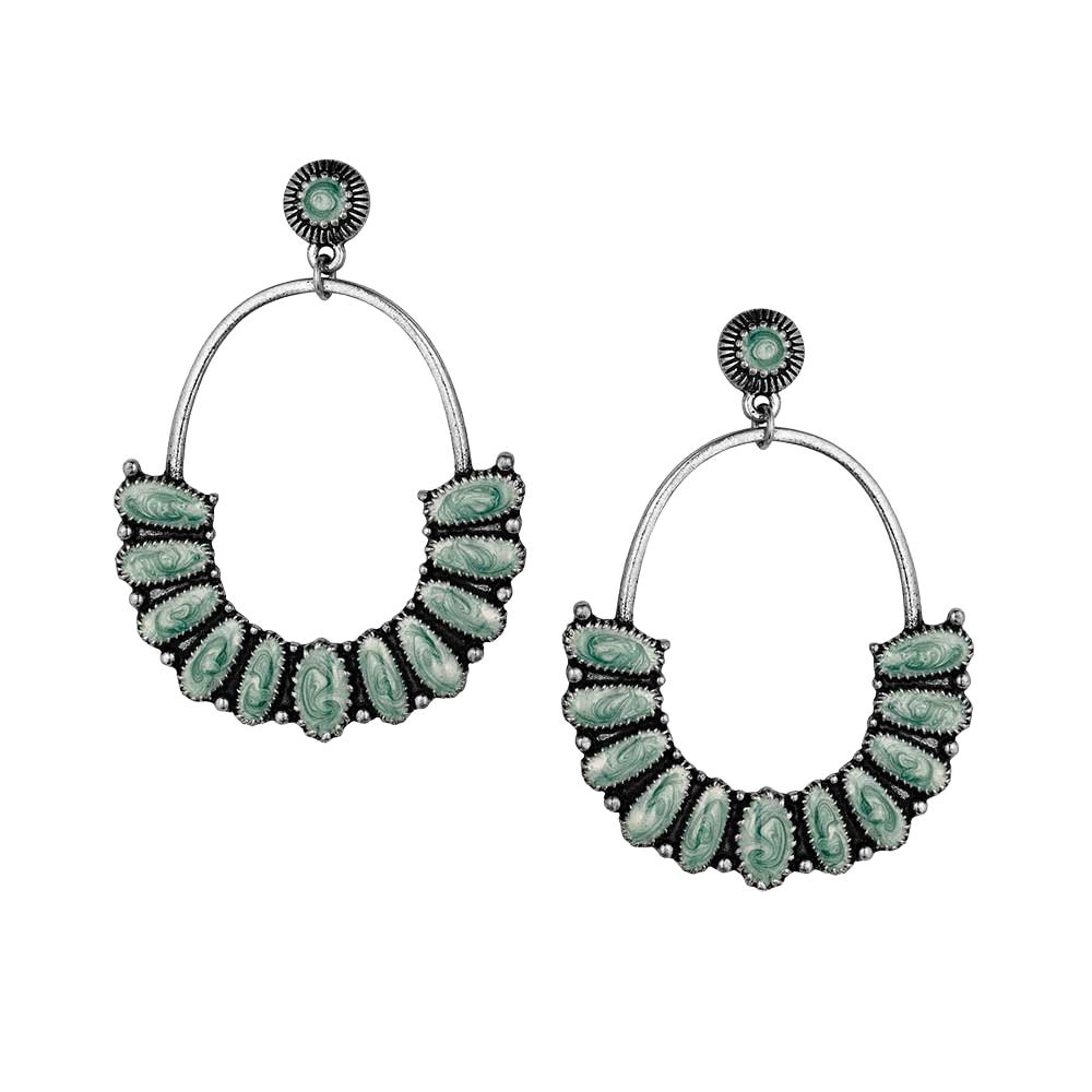 Montana Silversmiths AER6346 Bloom Earrings, Women's, Santa Fe, Turquoise, Zinc Alloy