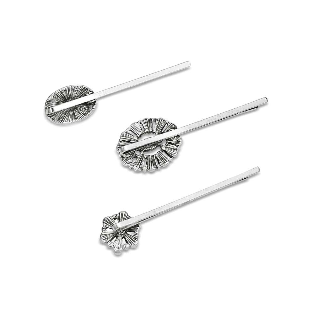 Montana Silversmiths AHPK6340 Buffalo Bloom Hair Pin Set, Zinc Alloy, Silver