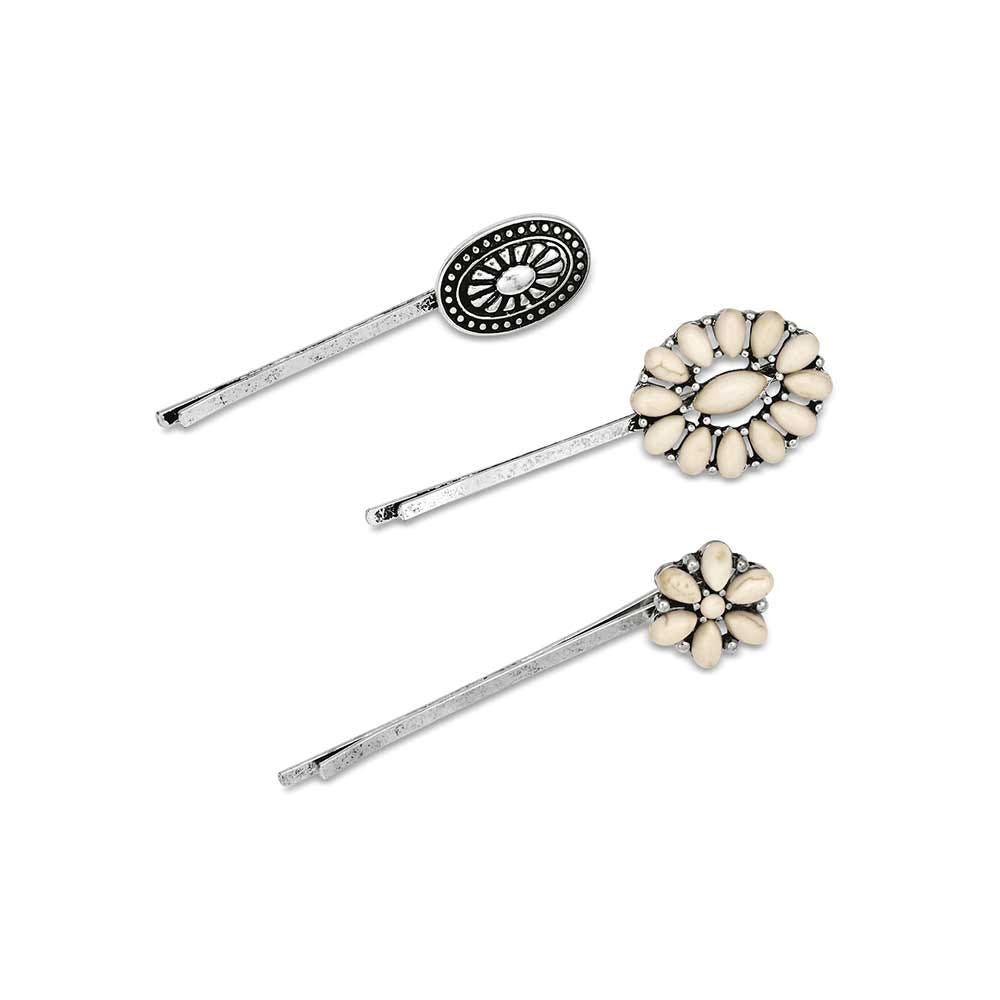Montana Silversmiths AHPK6340 Buffalo Bloom Hair Pin Set, Zinc Alloy, Silver