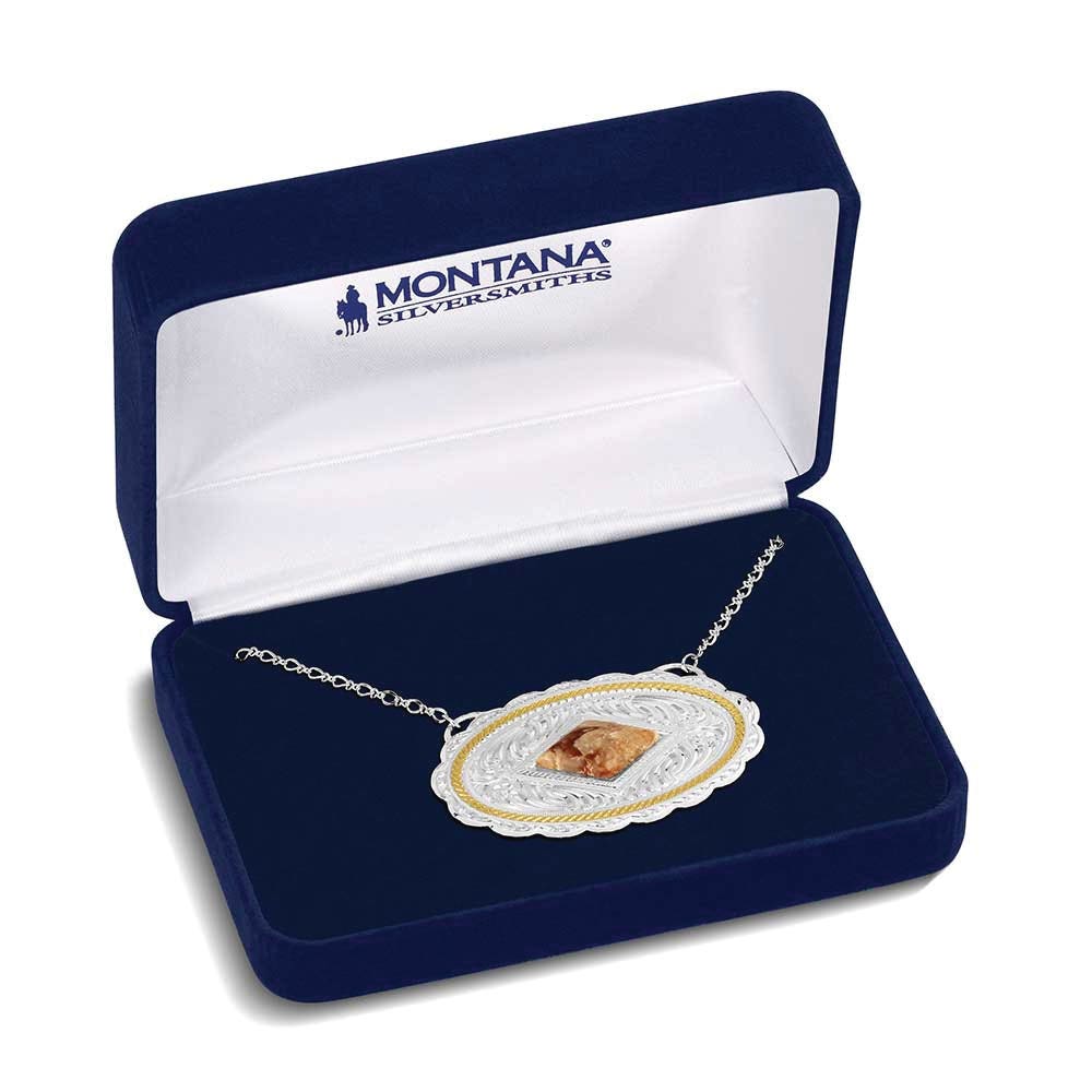 Montana Silversmiths NC6239 Necklace, Women's, Desert Stone, Red Marbled Jasper, Brass