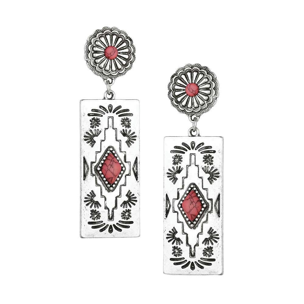 Montana Silversmiths AER6356 Attitude Earrings, Women's, Bar B, Howlite, Pink, Zinc Alloy
