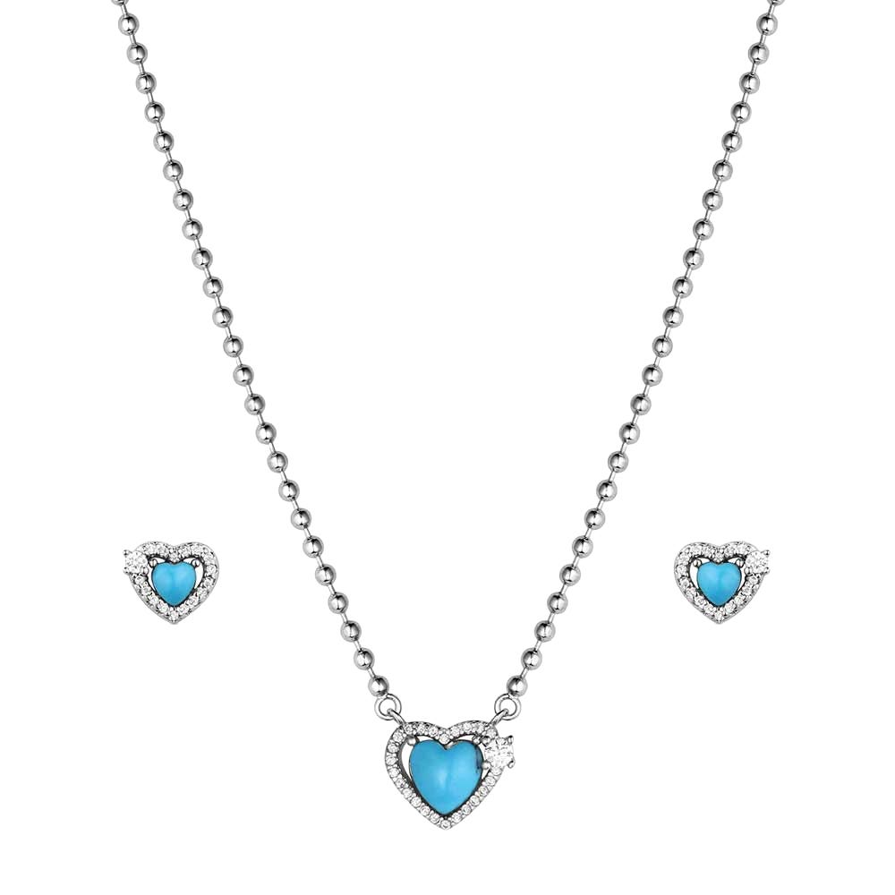 Montana Silversmiths JS6373 Jewelry Set, Women's, Heart, Cubic Zirconia, Turquoise, Brass