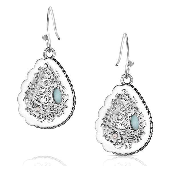 Montana Silversmiths ER6402 Earrings, Women's, Cowgirl Credo, Pearl, Turquoise, Brass