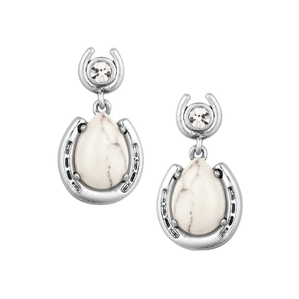 Montana Silversmiths ER6396 Earrings, Women's, Pure Luck, Cubic Zirconia, Howlite, Brass