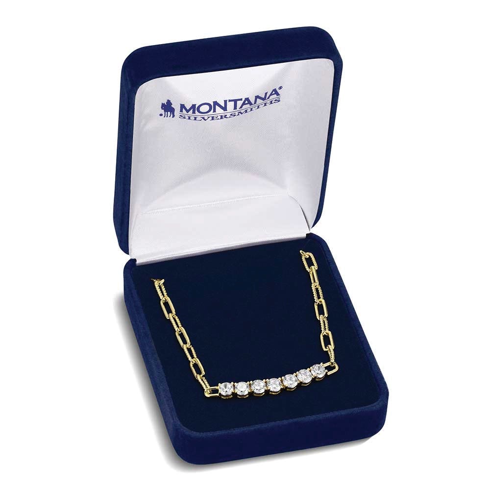 Montana Silversmiths NC6378 Necklace, Women's, Sapphire Sky Bar, Cubic Zirconia, Brass