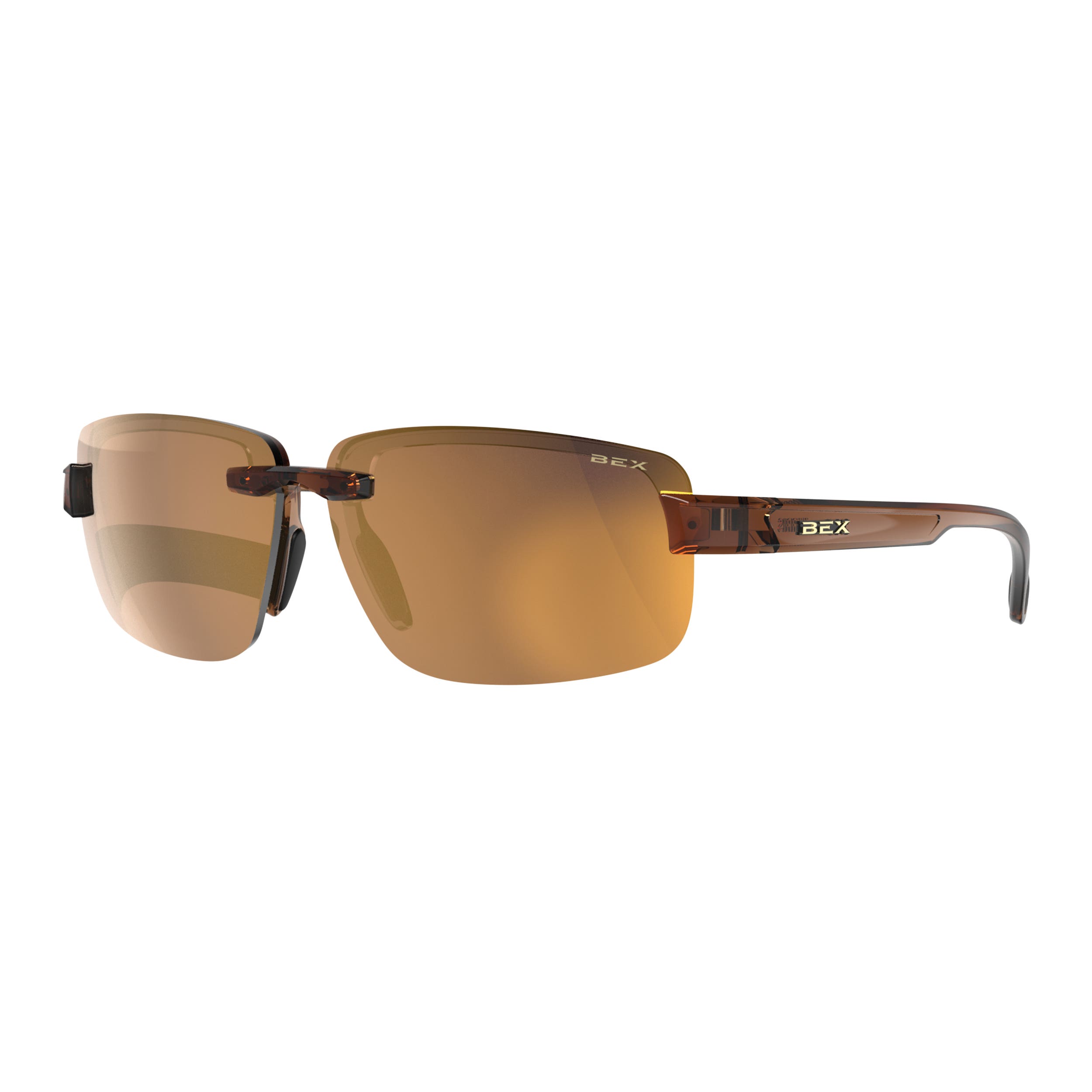 BEX Harris Series S126CBRBRGL Sunglasses, Half, Relialite, Clear Brown Frame, NYPO Polarized, Brown Lens