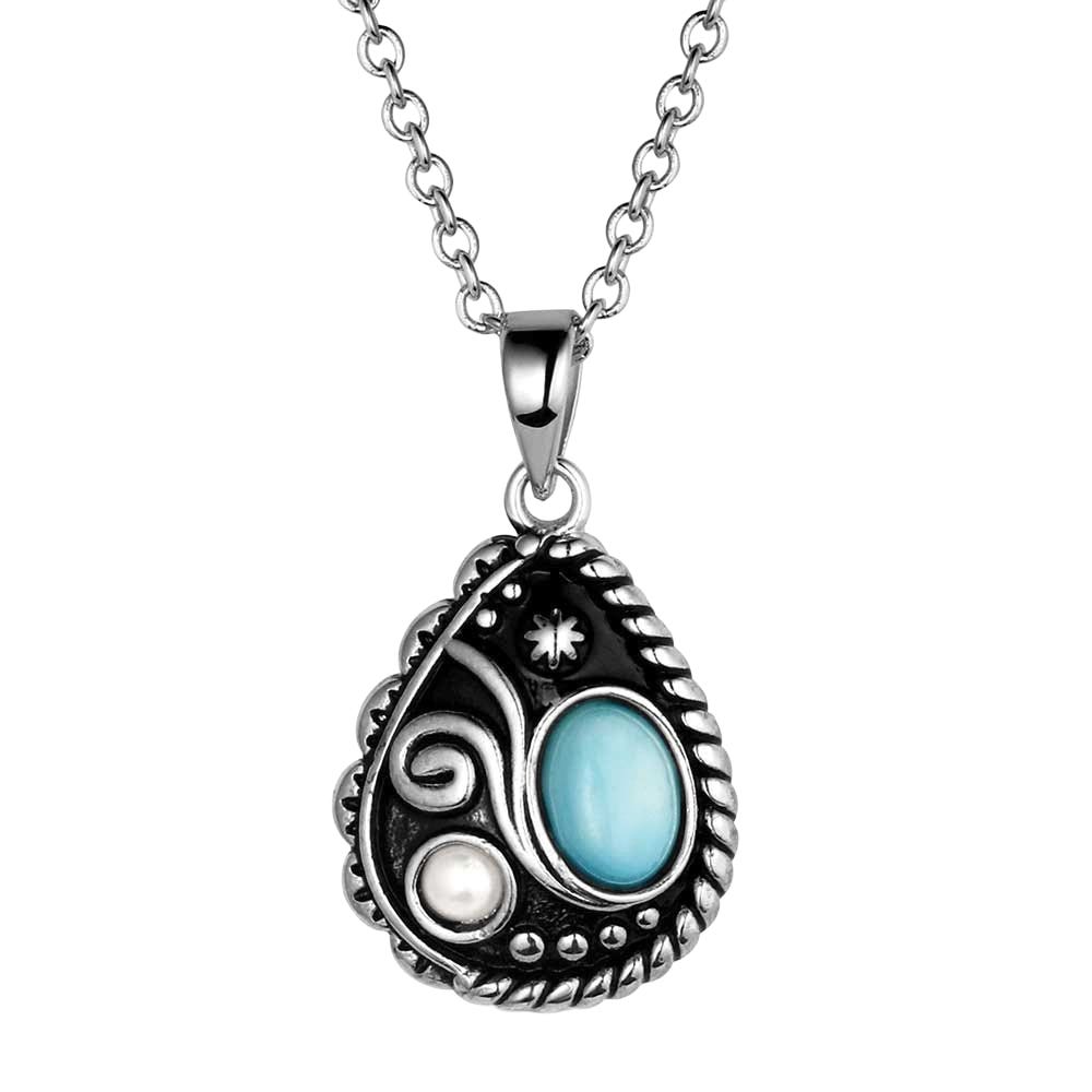 Montana Silversmiths NC6402 Necklace, Women's, Cowgirl Credo, Pearl, Turquoise, Brass