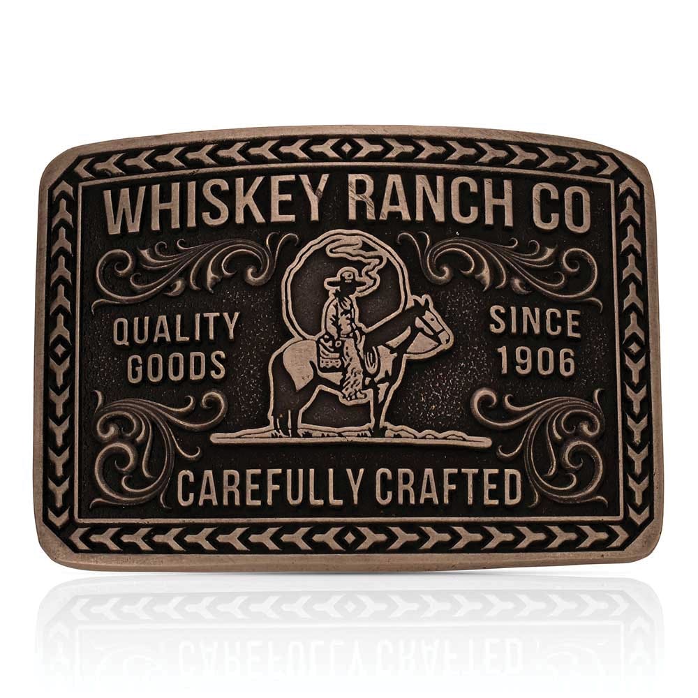 Montana Silversmiths Heritage Rider Whiskey Ranch Square Belt Buckle