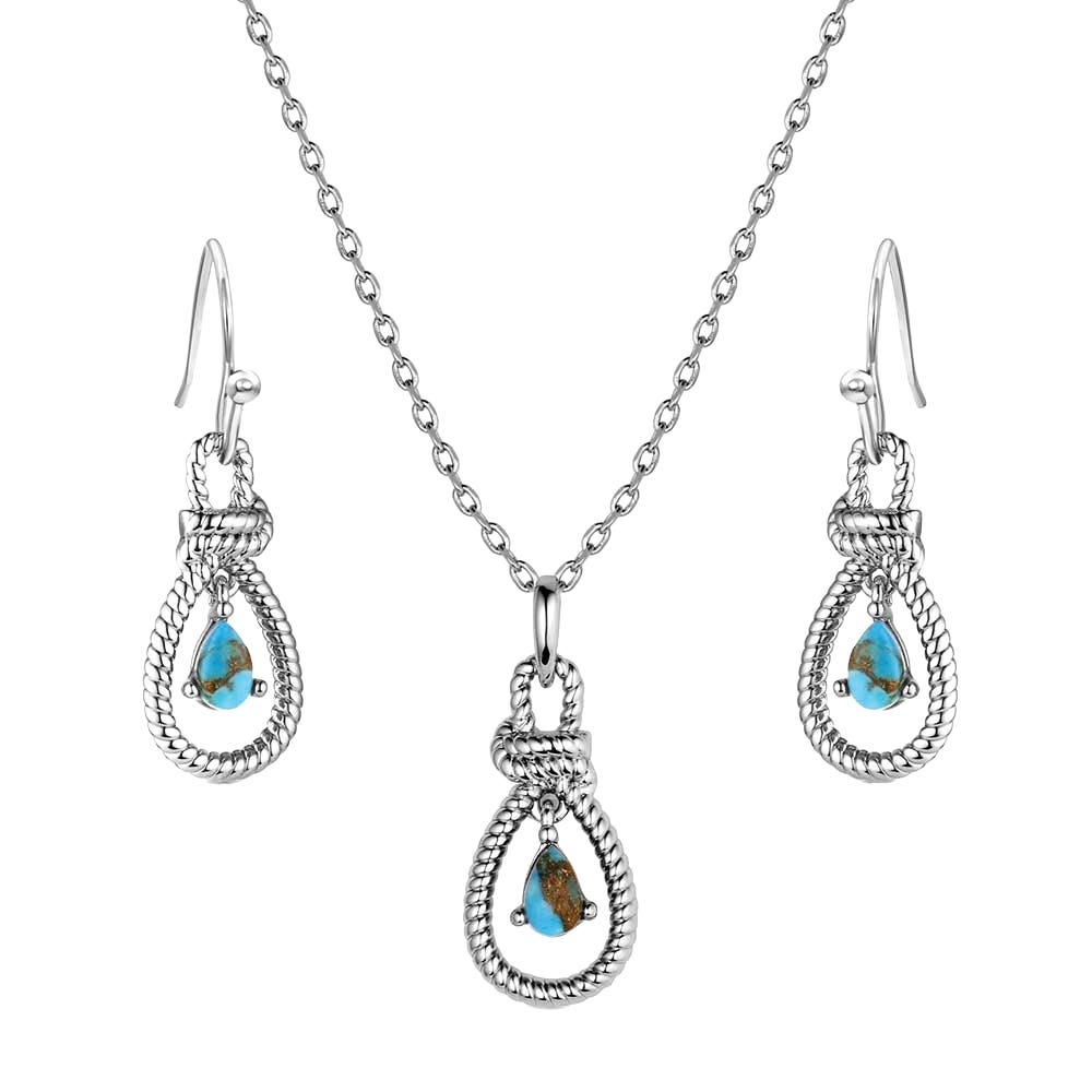 Montana Silversmiths JS6374 Jewelry Set, Women's, Cubic Zirconia, Turquoise, Brass