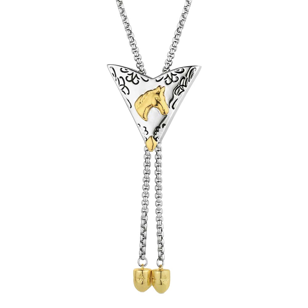 Montana Silversmiths NC6370 Bolo Necklace, Women's, Regal Rider, Brass