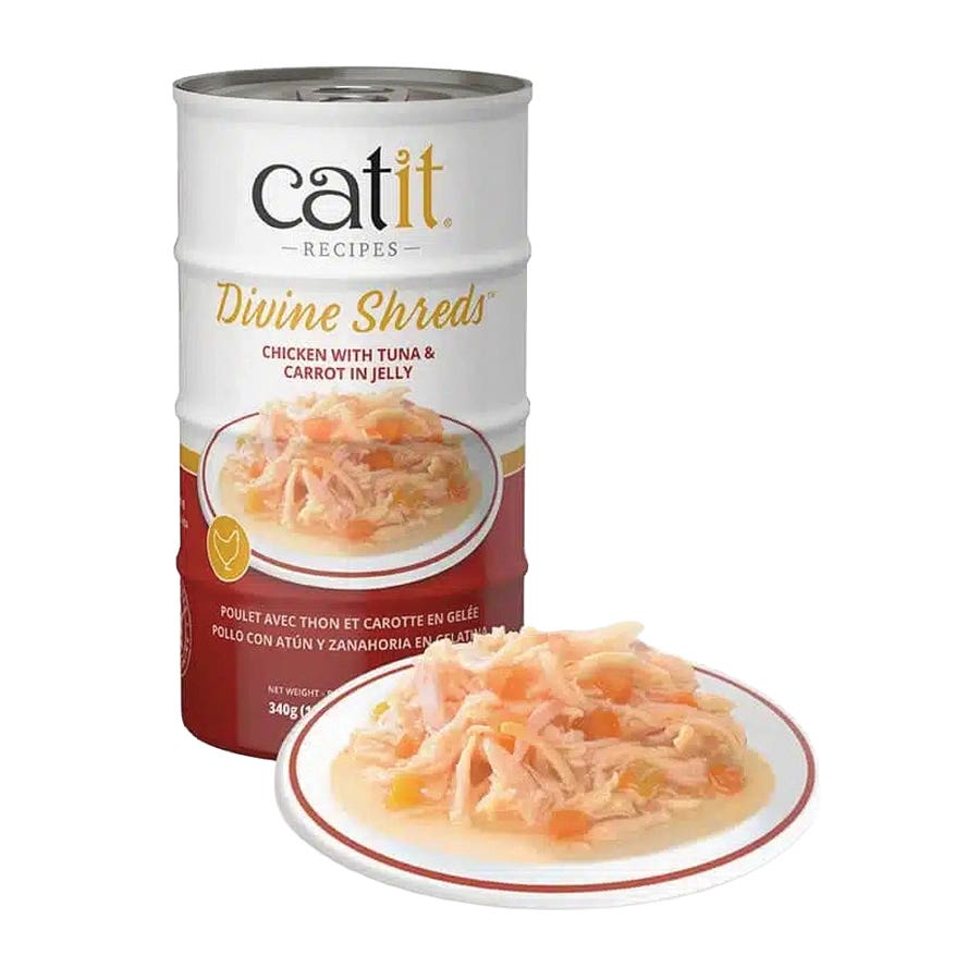 Catit Divine Shreds Cat Food, Wet, Tuna and Carrot, 3 oz Can